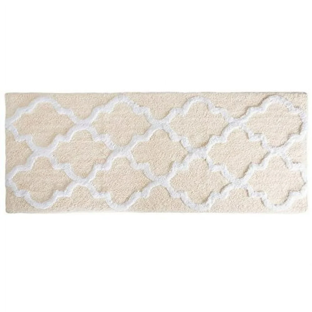 Elegant Cream and White Bath Mat
